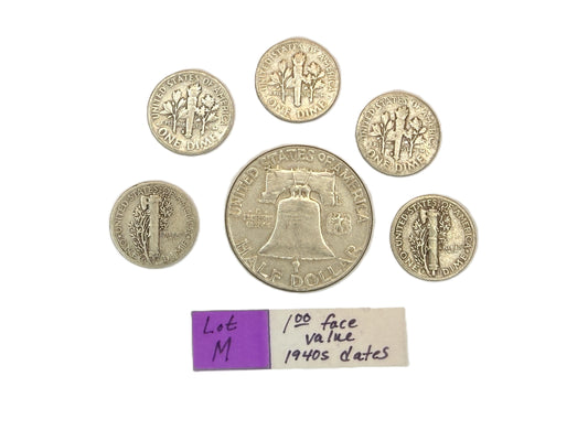 US 90 Percent Junk Silver Mixed Coin Lots 1.00 Face Value Exact Coins - Free Ship