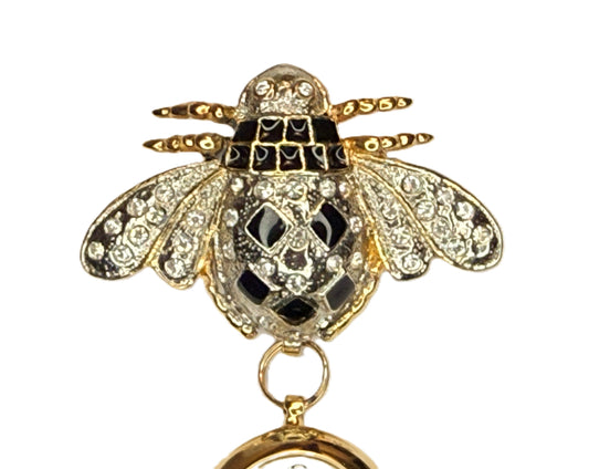 Vintage Rhinestone and Enamel BEE Pin and Watch Signed Revlon