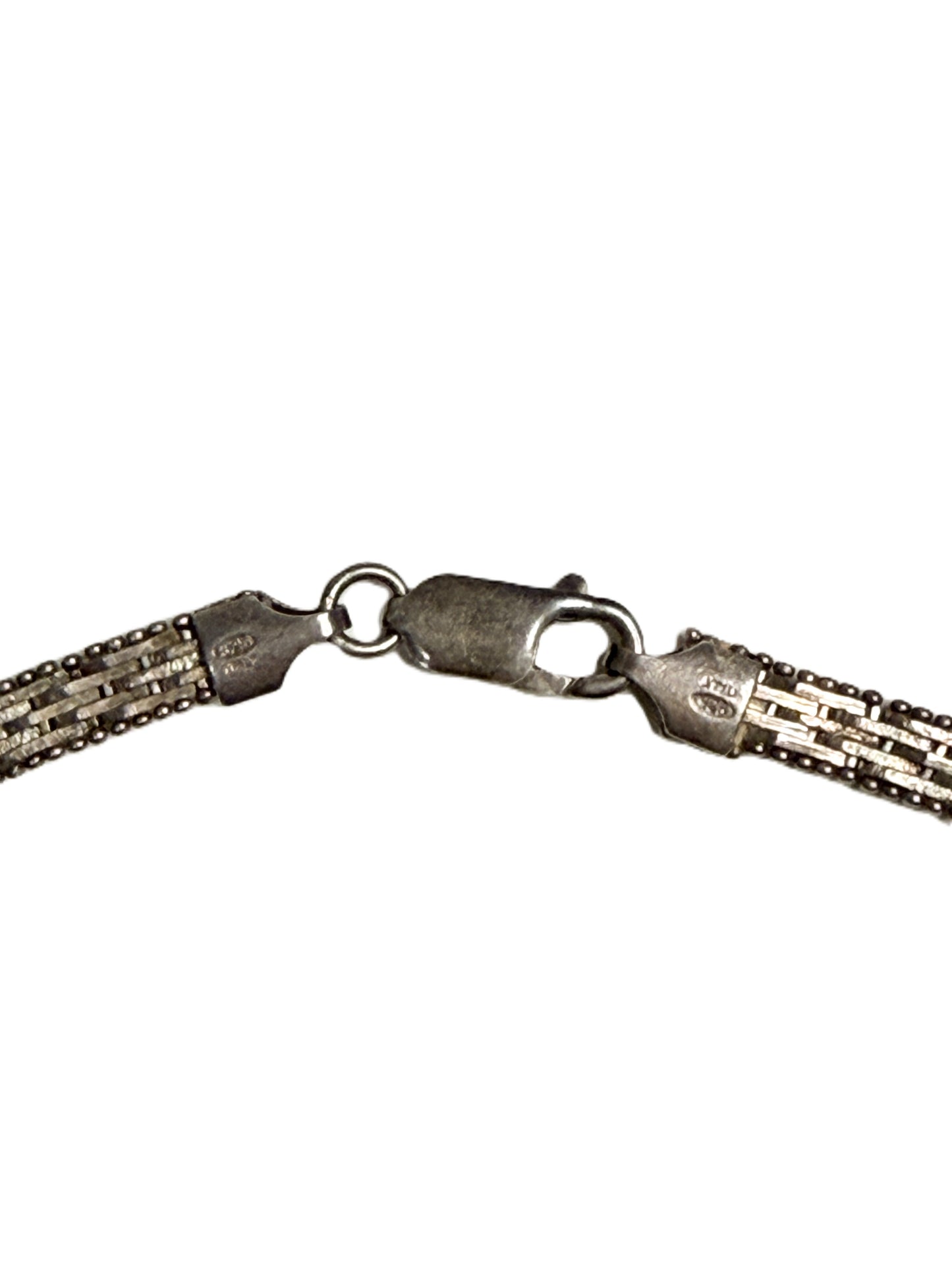 italy sterling silver diamond cut chain necklace signed MBC clasp