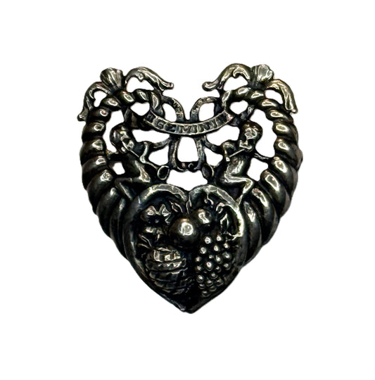 Vintage Sterling Silver Cini Gemini Zodiac Heart Pin Brooch