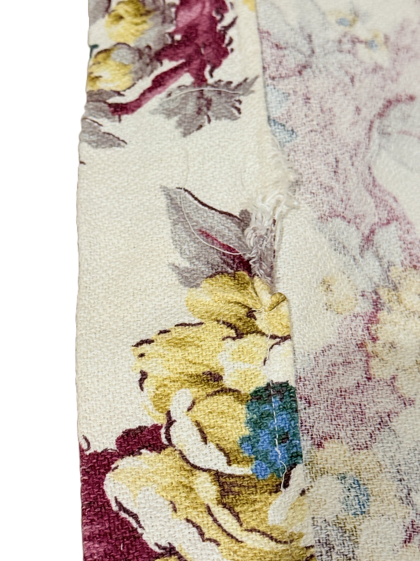 Bark Cloth Vintage 1940s Drapery Fabric Panel Tropical Birds and Flowers 82 x 47