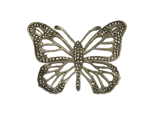 sterling silver marcasite pyrite butterfly pin brooch