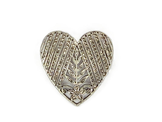 sterling silver marcasite pyrite heart pin brooch convertible pendant