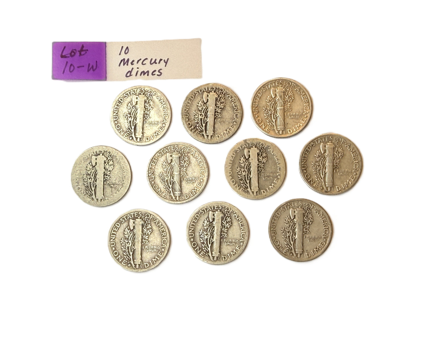 MERCURY DIMES Lot of 5 10 or 20 US 90 Percent Silver Coins Junk Silver - Free Ship