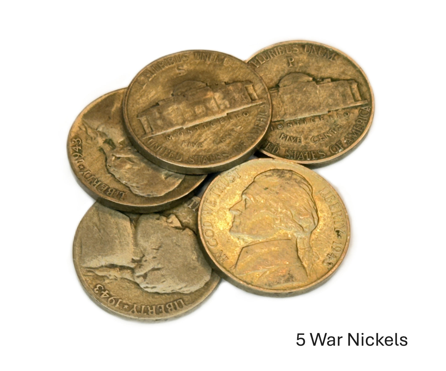 US War Nickels 35 Percent Silver Coins Lot of 5 10 or 20 - Free Ship