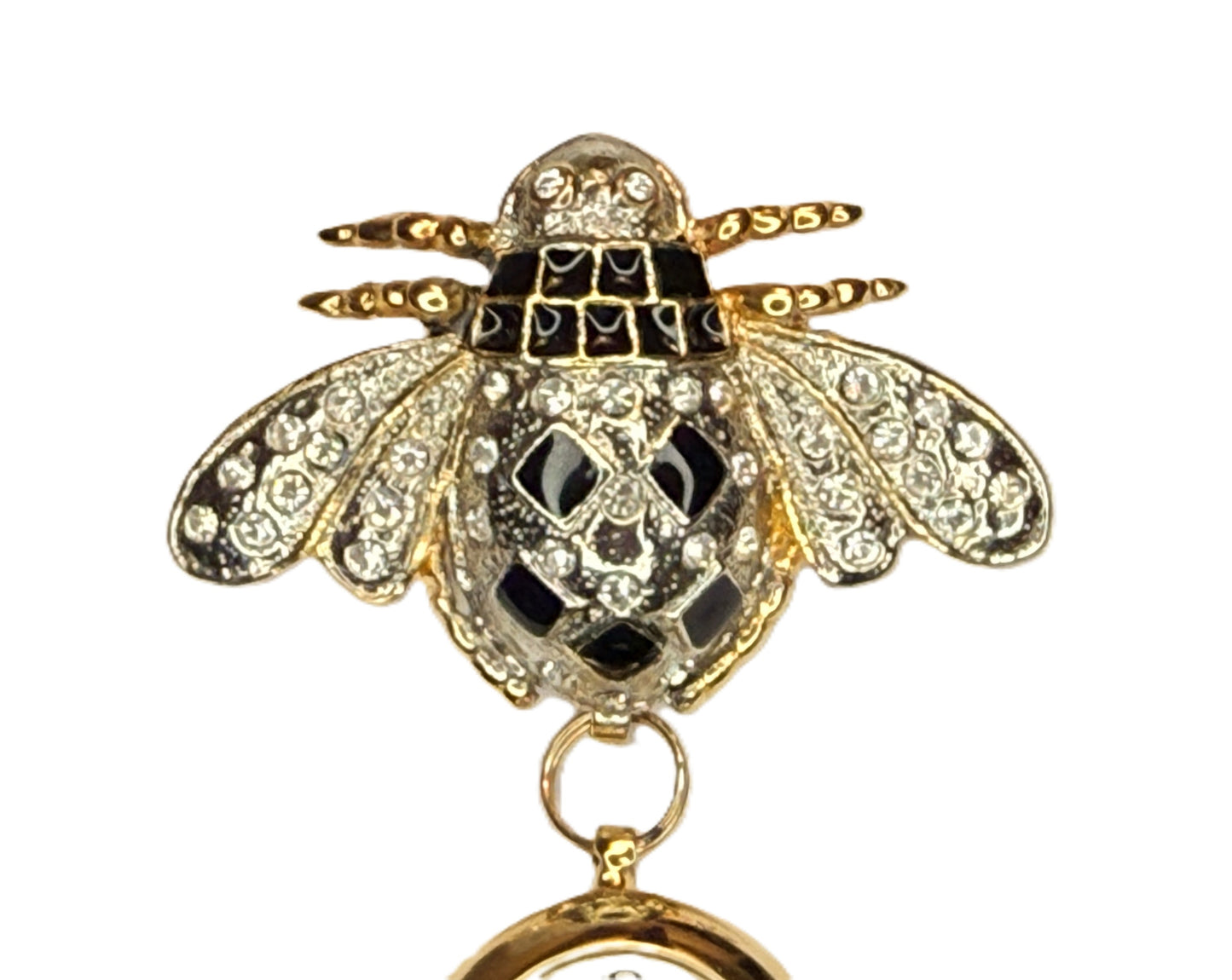 Vintage Rhinestone and Enamel BEE Pin and Watch Signed Revlon