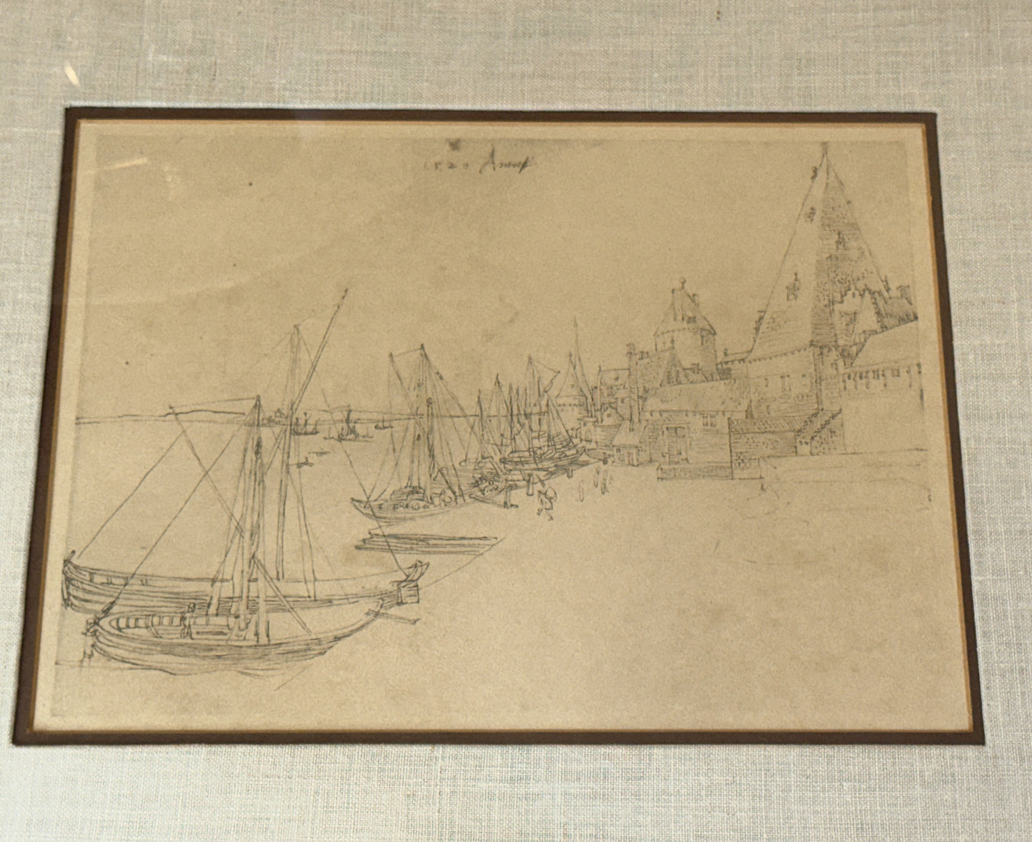 Vintage Catalda Fine Arts Print Durer Quay at Antwerp Framed 1940s