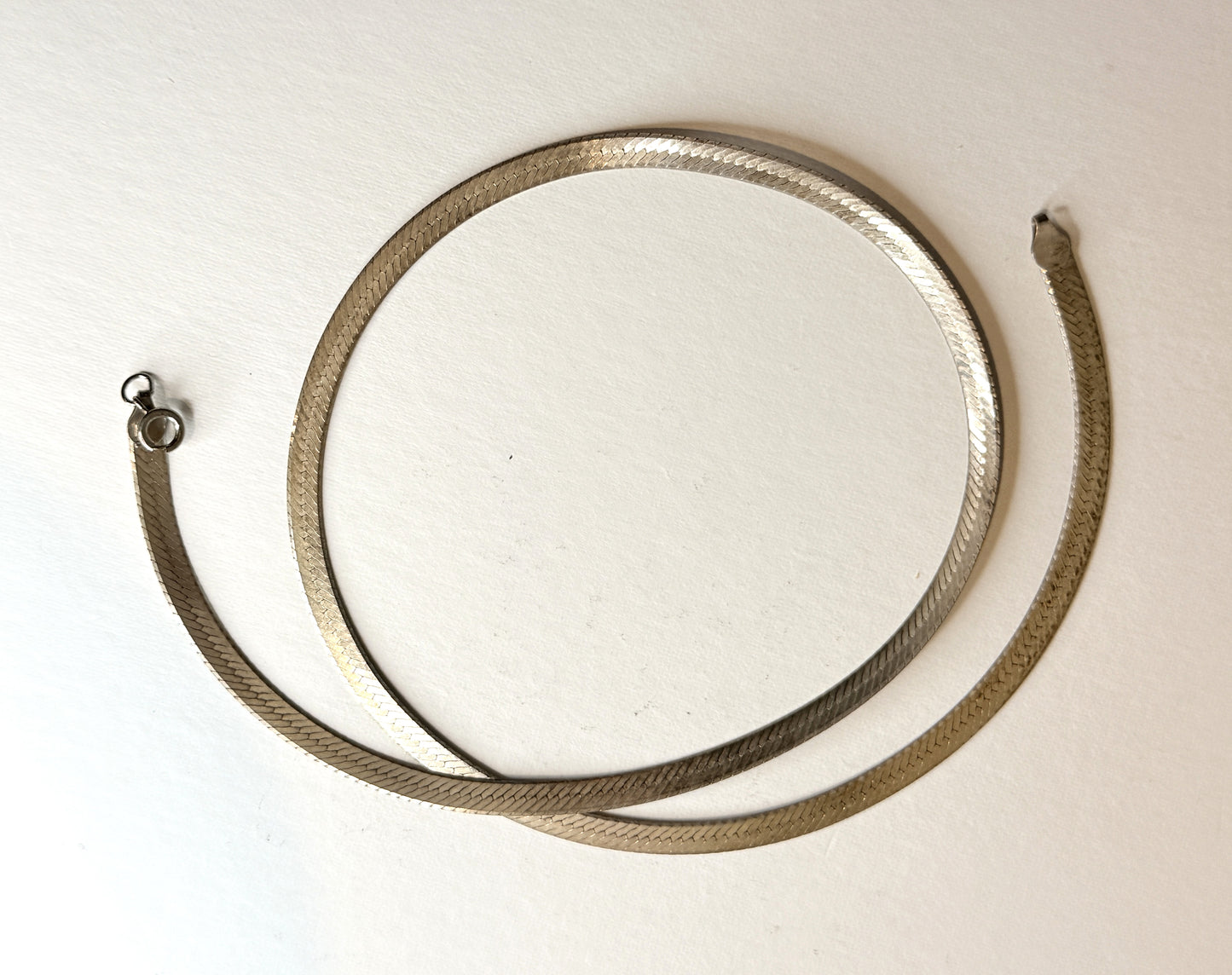 Vintage Sterling Silver Herringbone Chain Necklace 24 inches 22 grams Italy Vion FGS
