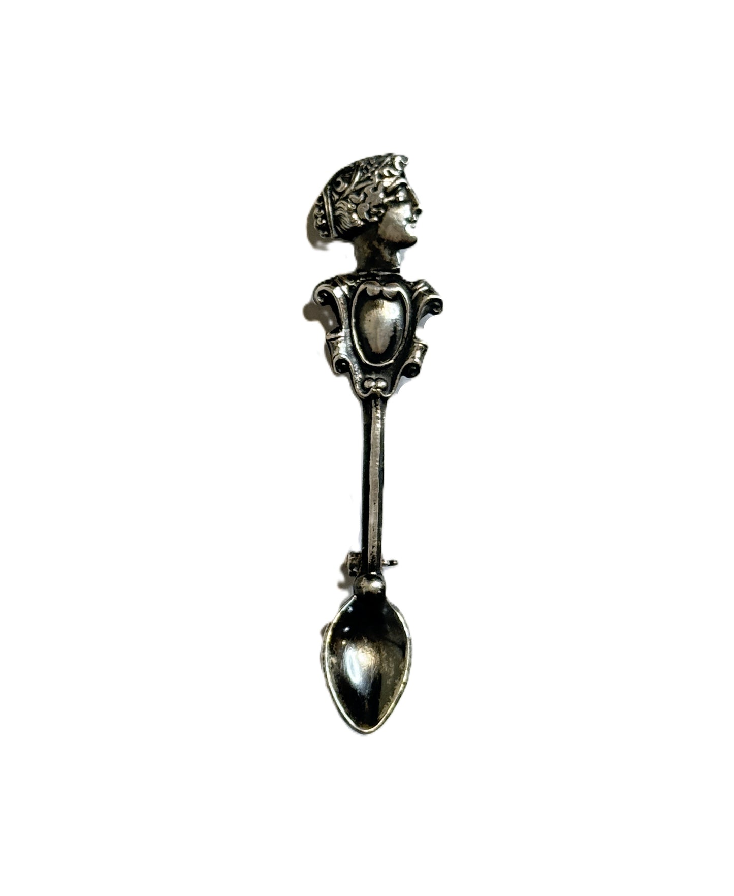 ornate miniature spoon pin sterling silver