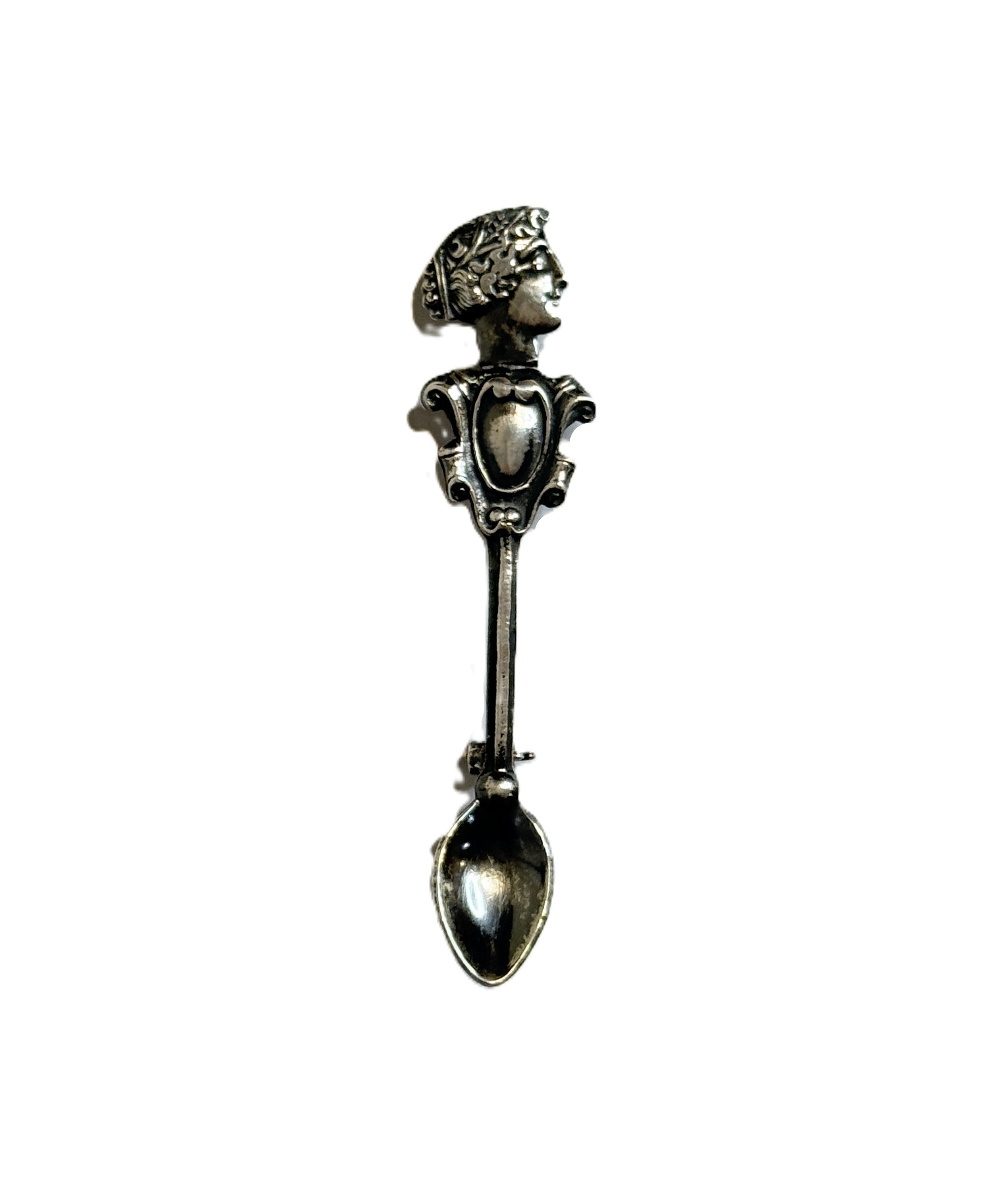 ornate miniature spoon pin sterling silver