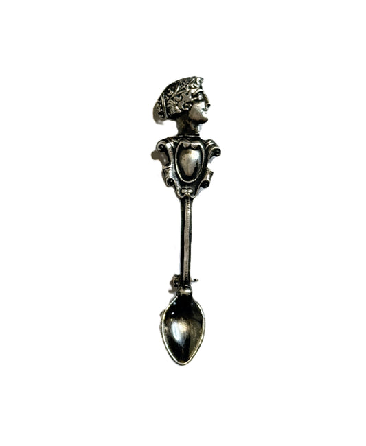ornate miniature spoon pin sterling silver
