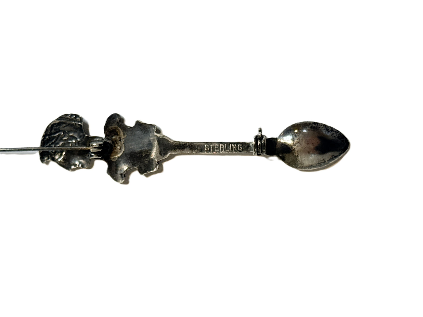 Vintage Sterling Silver Miniature Spoon Pin Caesar Greek Theme