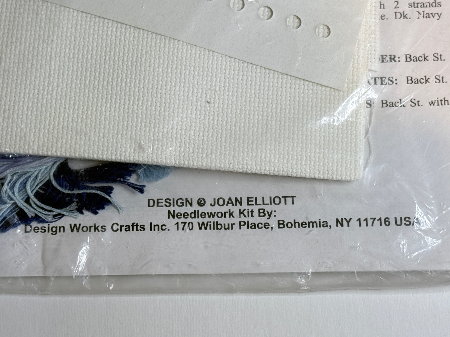 Blue Toile Plate Row Counted Cross Stitch Kit 9973 Vertical Design Works