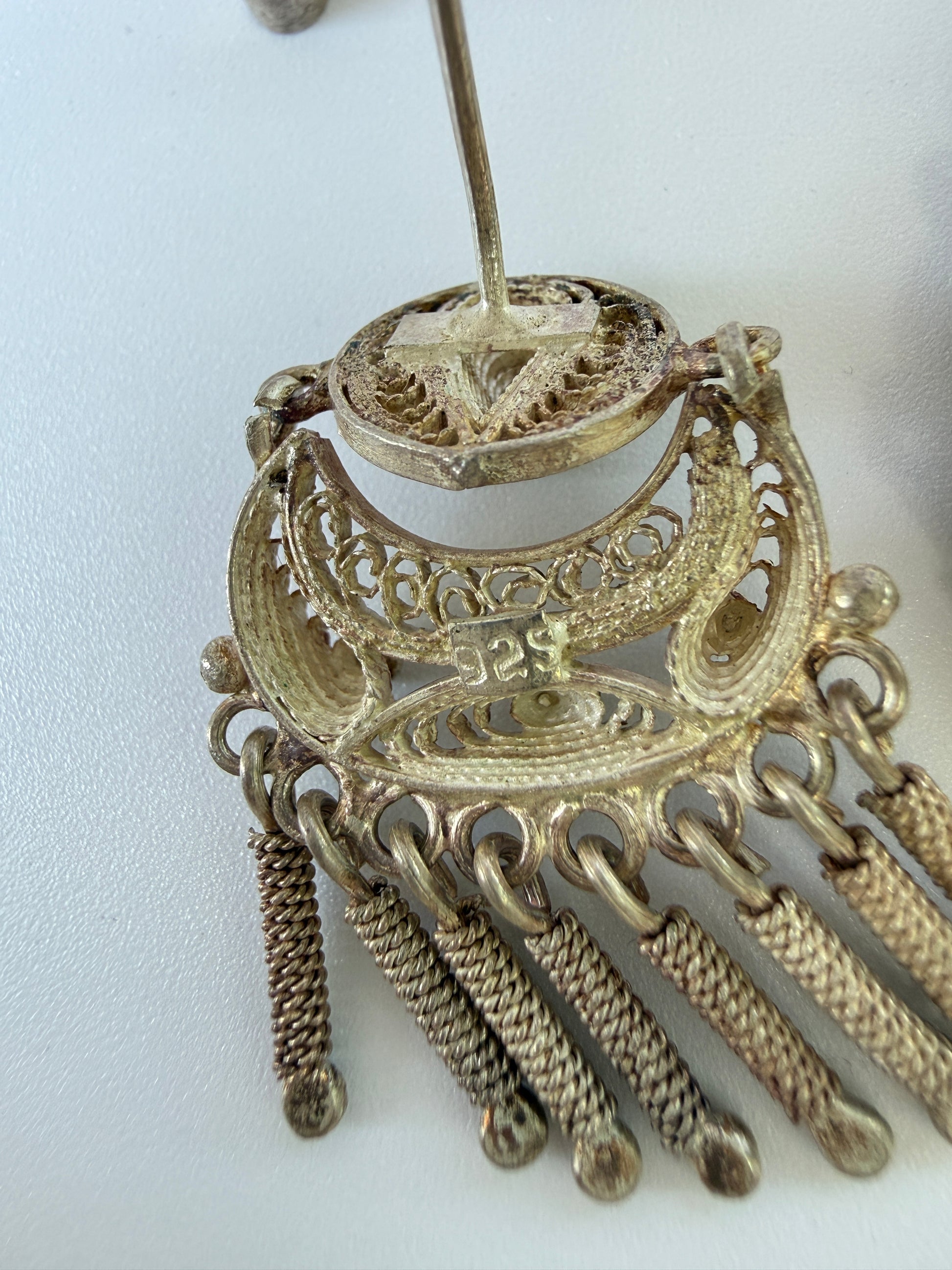 925 marked filigree earrings