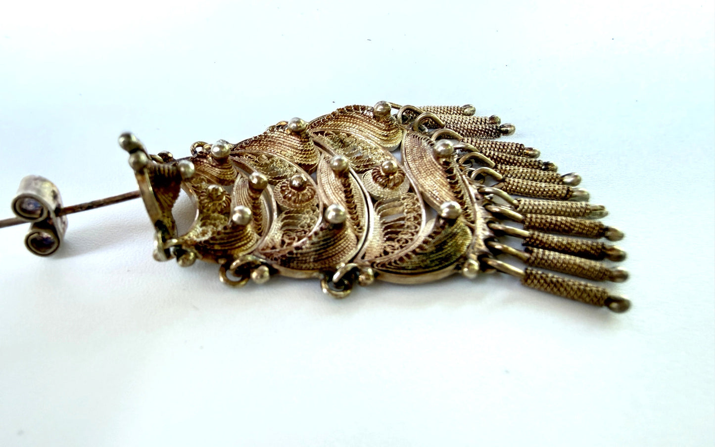 Vintage Artisan Filigree Tiered Sterling Silver Earrings Peru Chandelier Dangles 2.5" Long for Pierced Ears (Copy)
