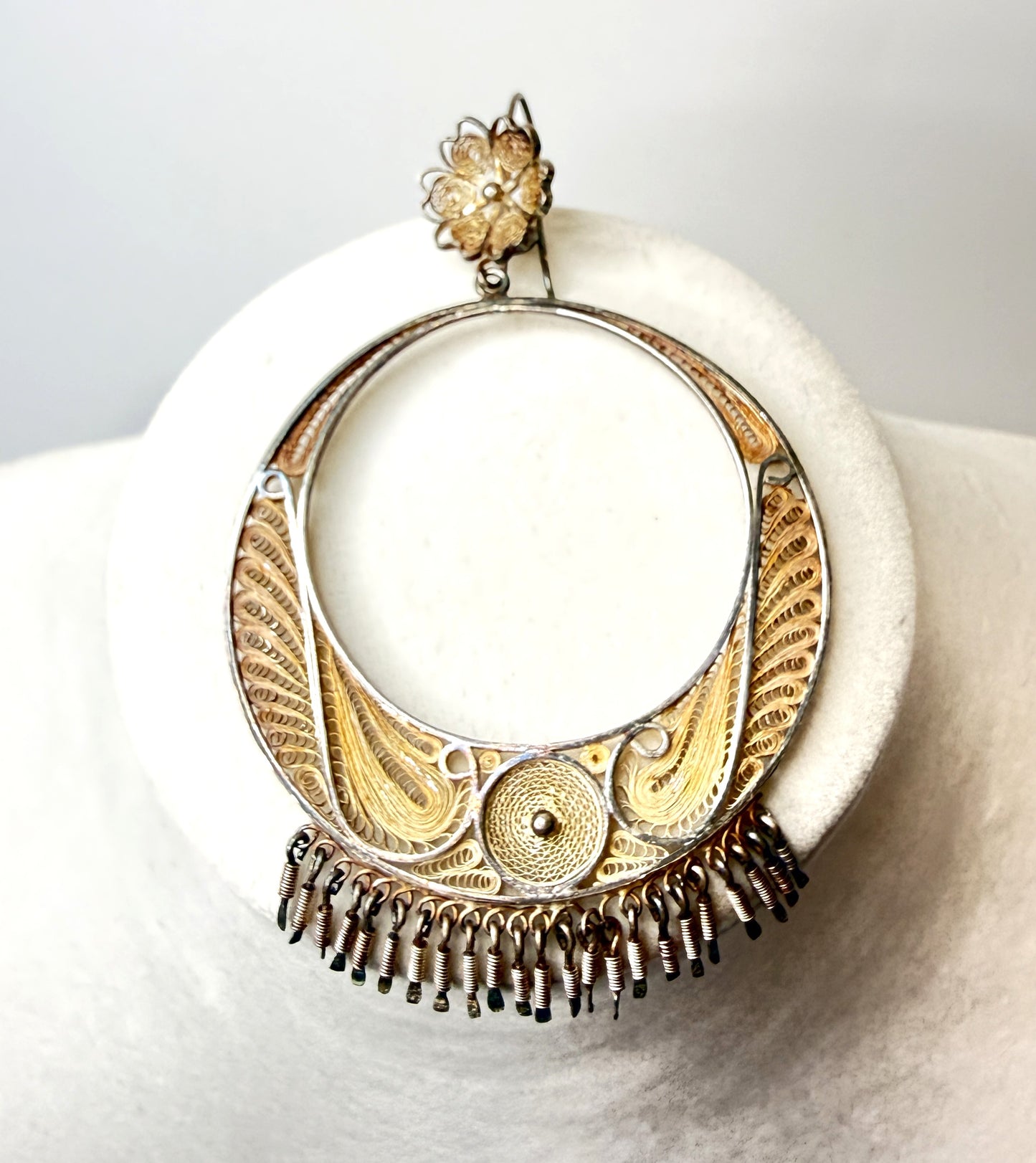 single sterling silver Peru filigree earring
