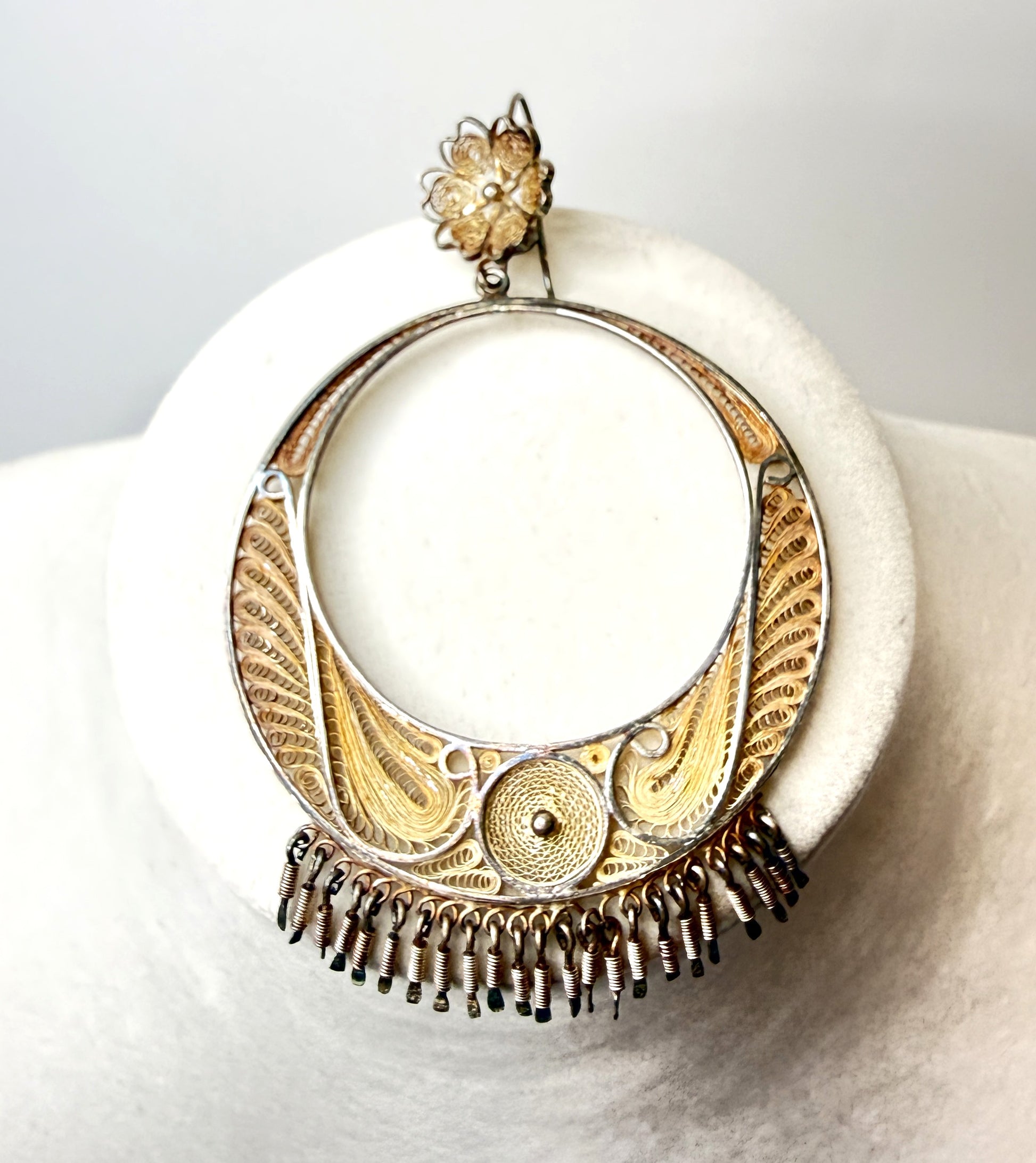 single sterling silver Peru filigree earring
