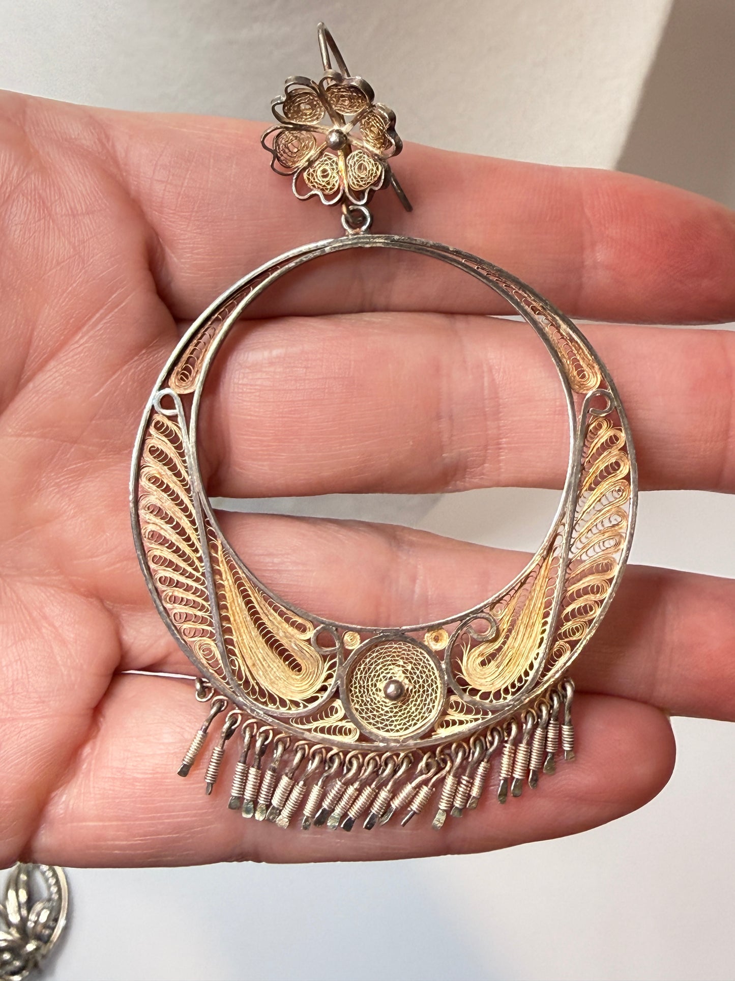 large vintage hoop earring sterling