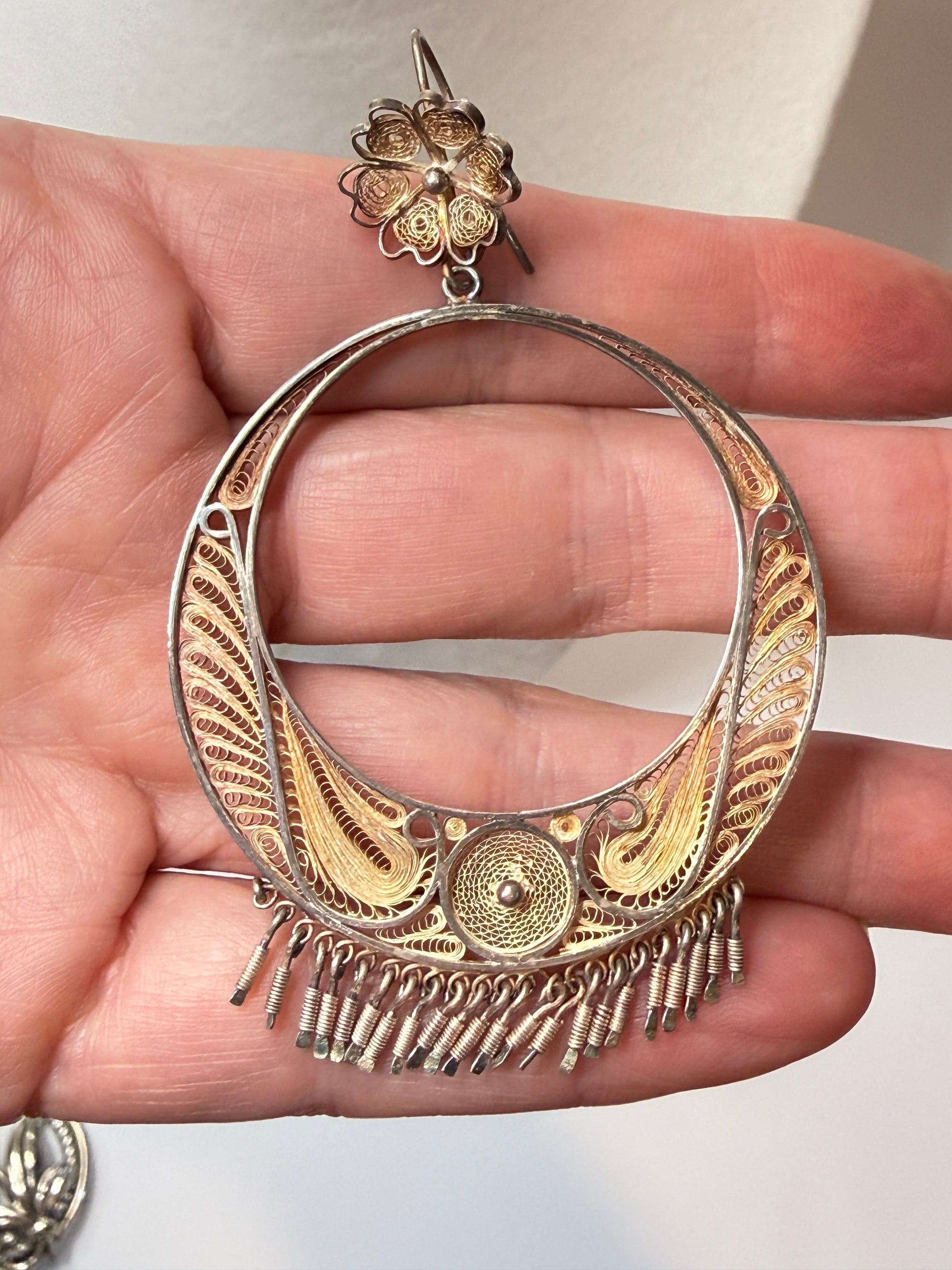 large vintage hoop earring sterling