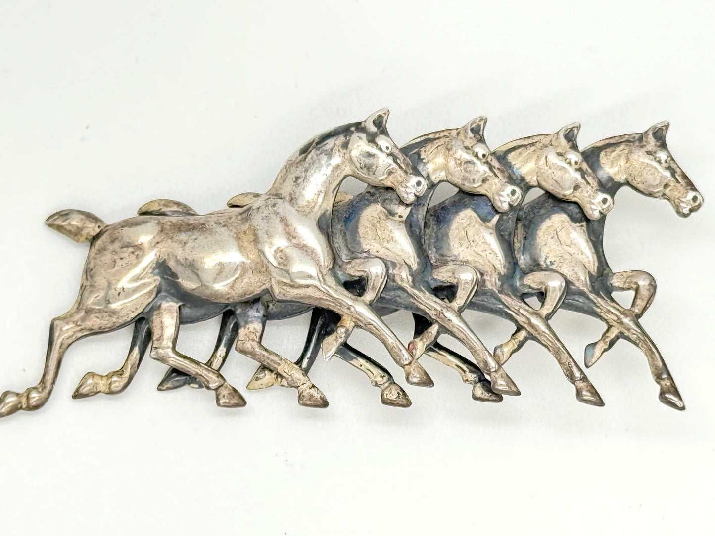 signed sterling horses brooch
