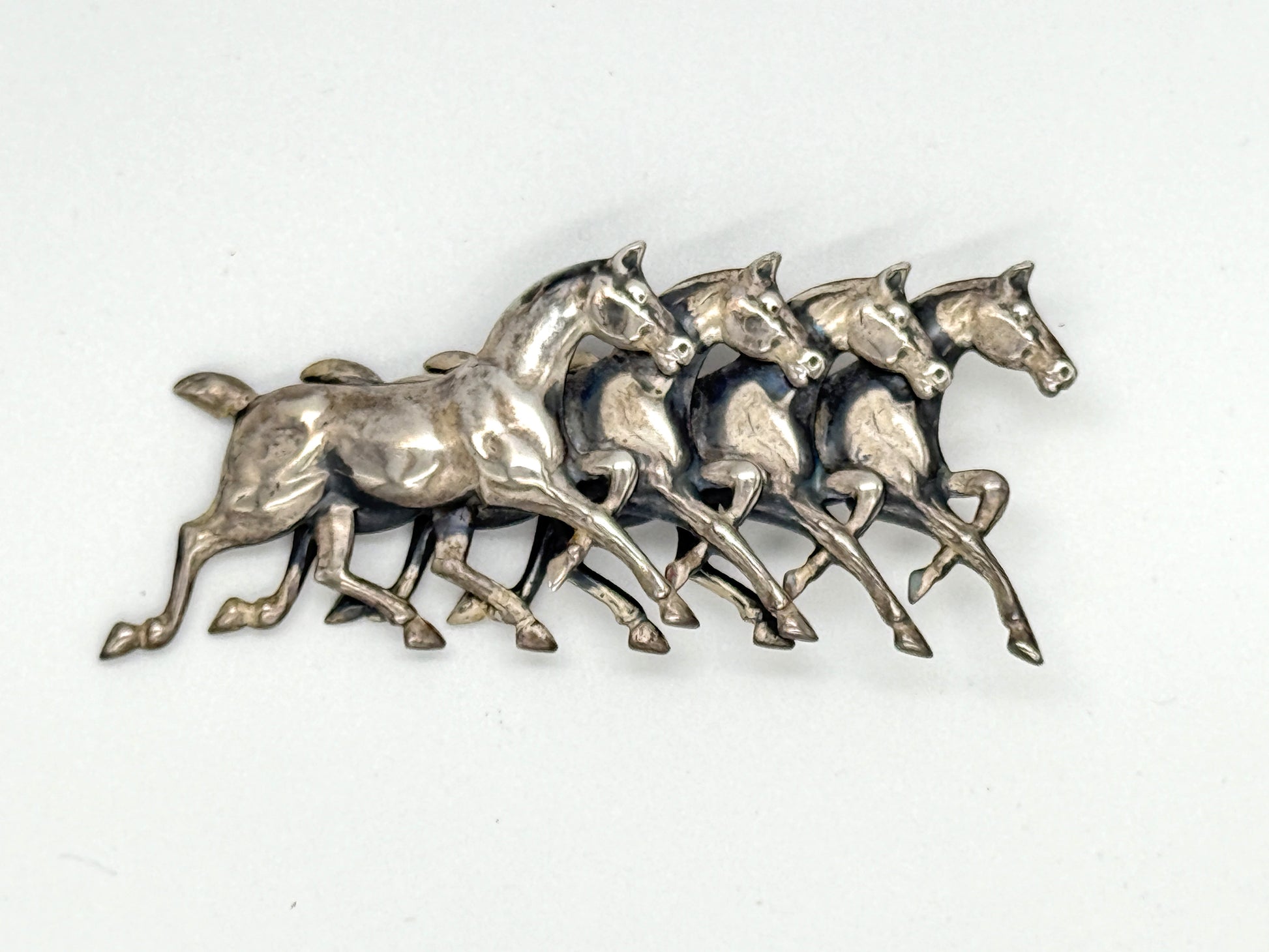 sterling silver galloping horses pin