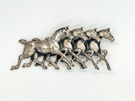sterling silver galloping horses pin