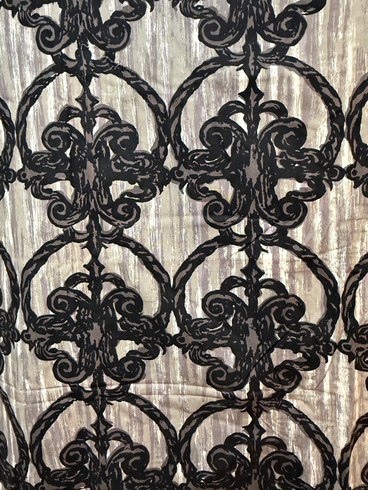 Mid Century Cohama Fabric CASTILE Hand Printed 1 yard Spanish Wrought Iron Print