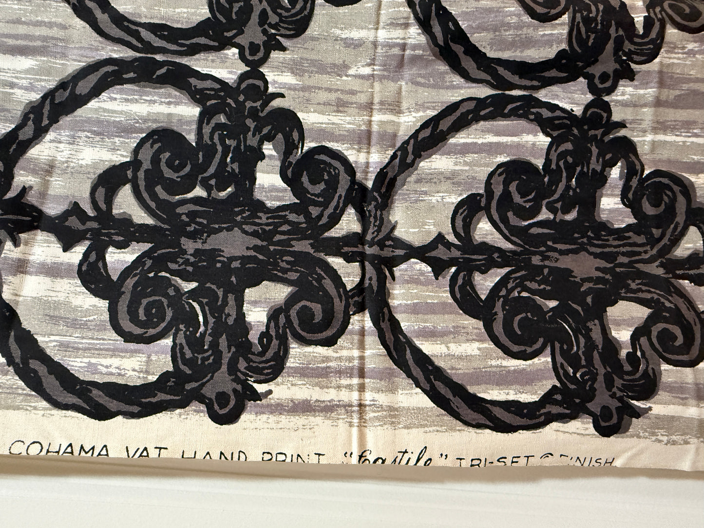 Mid Century Cohama Fabric CASTILE Hand Printed 1 yard Spanish Wrought Iron Print