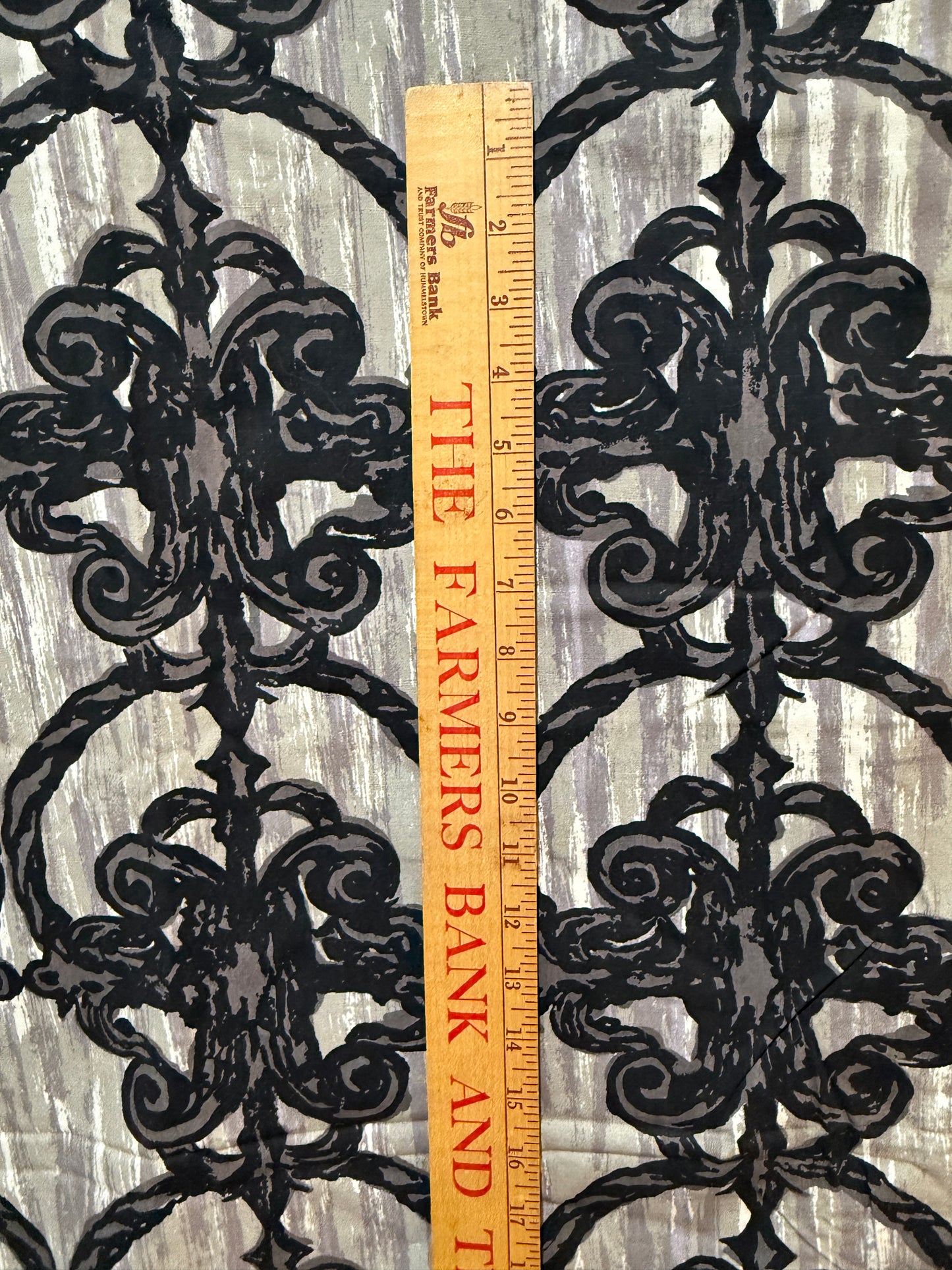 Mid Century Cohama Fabric CASTILE Hand Printed 1 yard Spanish Wrought Iron Print