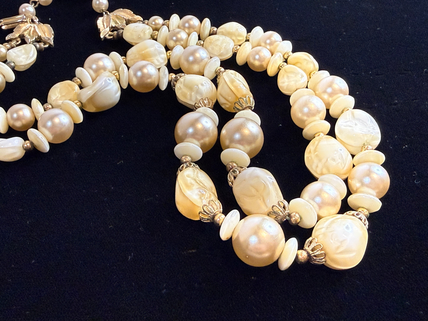 A multi-strand vintage Trifari pearl choker necklace with baroque pearls
