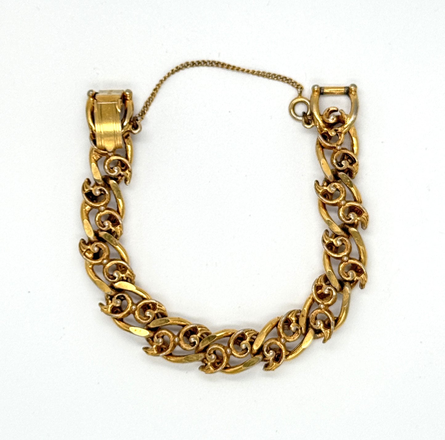 signed Florenza gold-tone link bracelet solid
