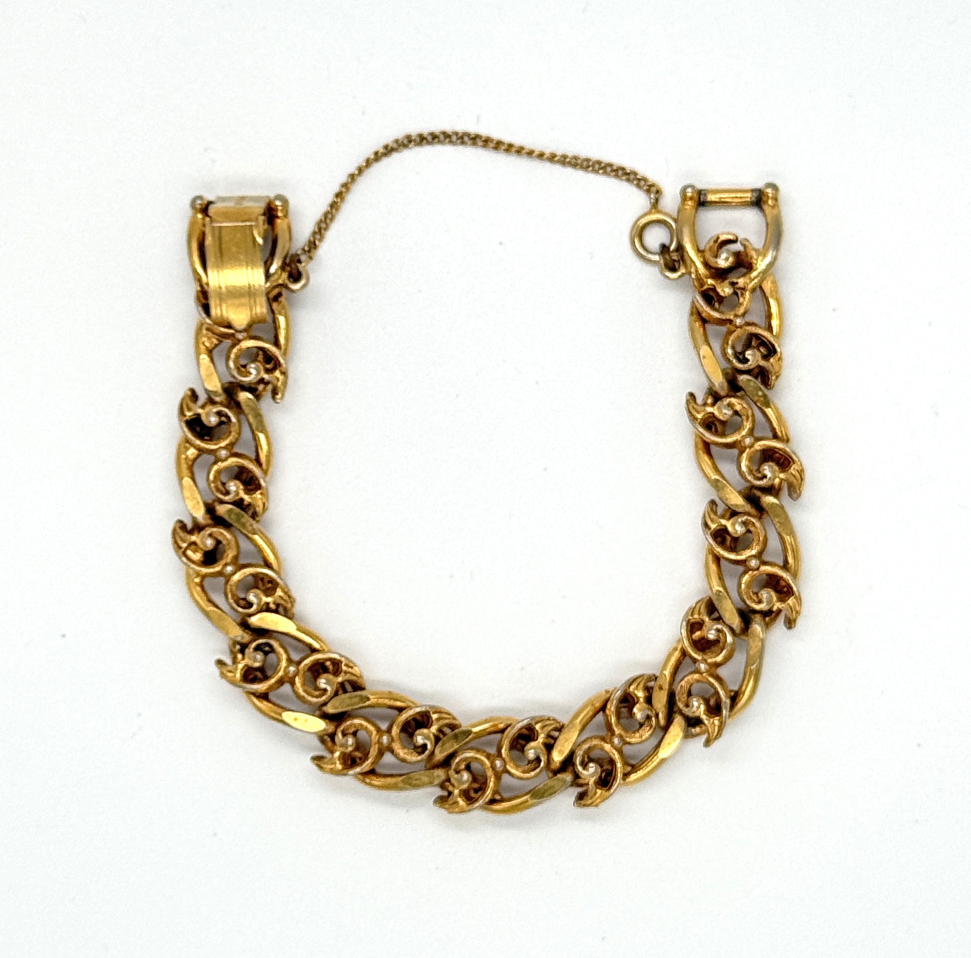 signed Florenza gold-tone link bracelet solid