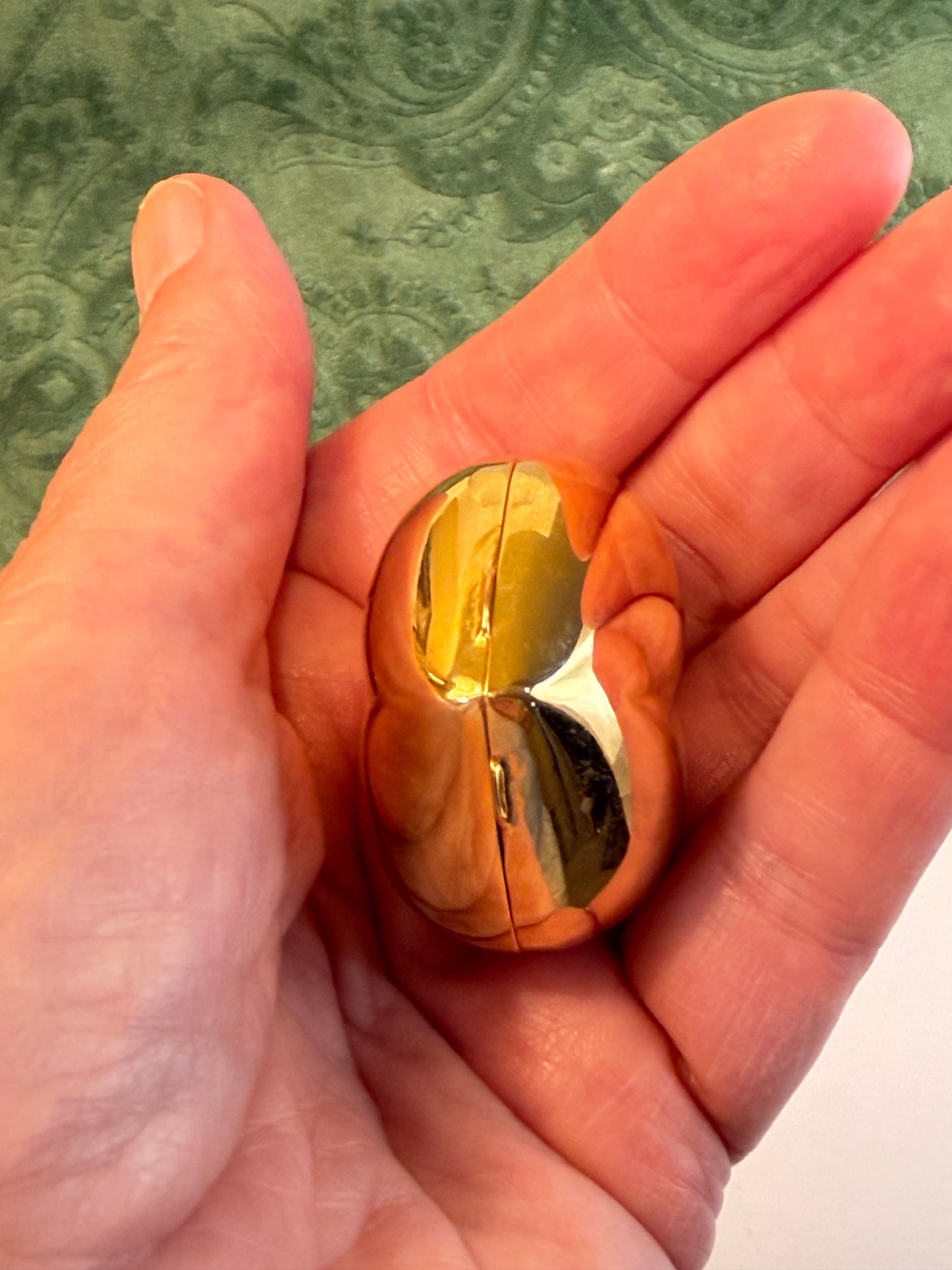 Rare Vintage DVF Diane Von Furstenberg Oversized Puffy Heart Locket Necklace — Signed | 1980s | 30" Gold-Tone Chain