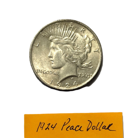1924 Peace Dollar coin US 90 percent silver