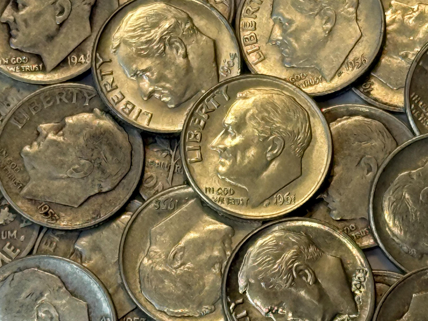 90% silver Roosevelt dimes US coins